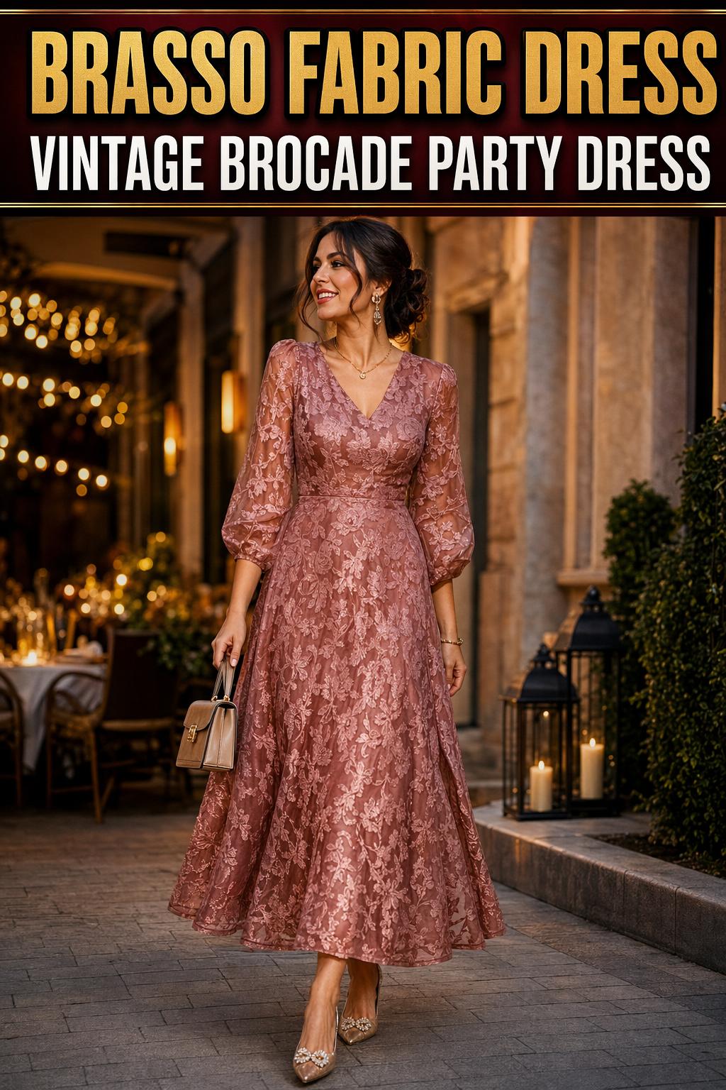 Brasso fabric dress with elegant texture and flowing silhouette for a refined occasion look