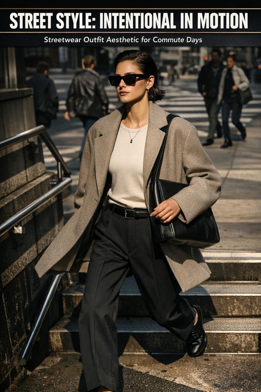 Street style fashion photo of a stylish person walking in the city wearing a modern outfit