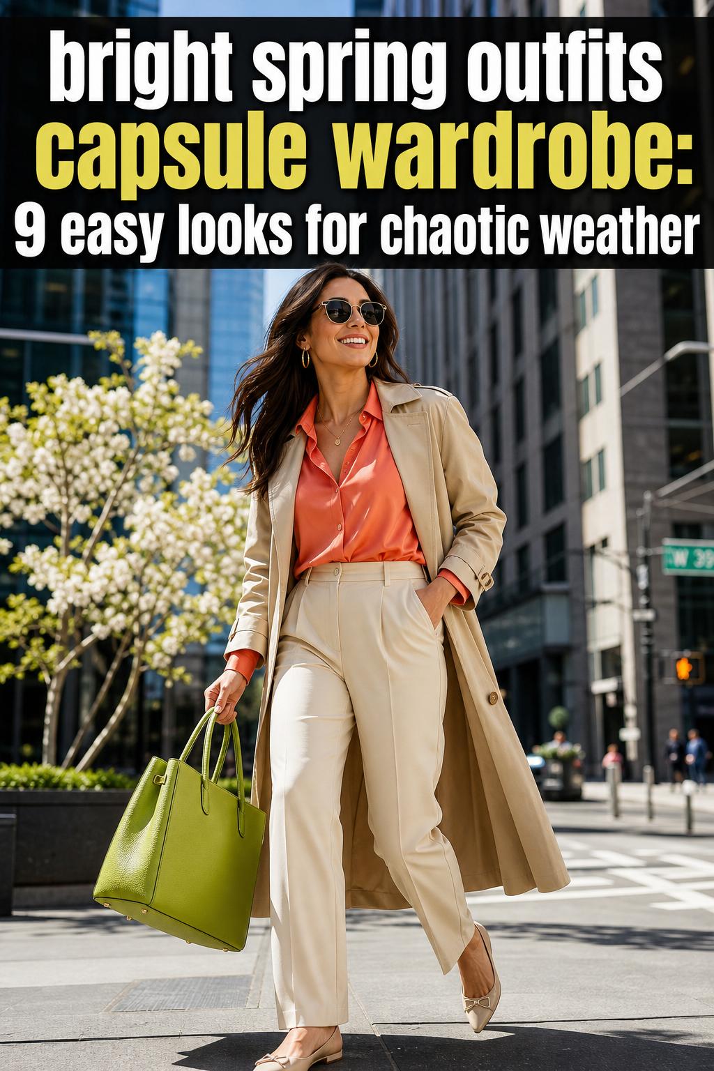 Bright spring outfits capsule wardrobe with pastel blazers, floral dresses, and light layers arranged for mix-and-match styling