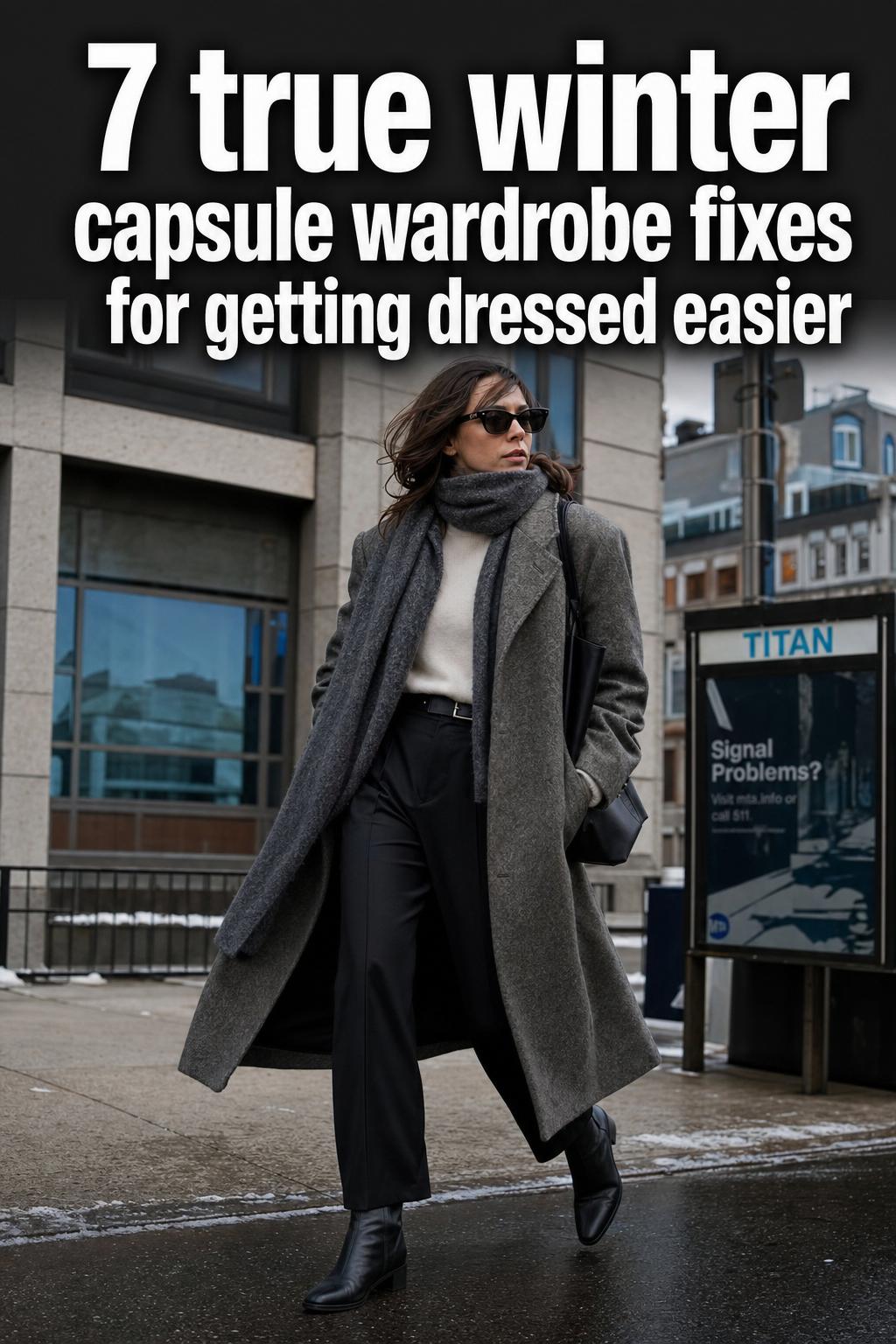 True winter capsule wardrobe essentials laid out neatly in cool-toned layers for a minimalist seasonal outfit plan