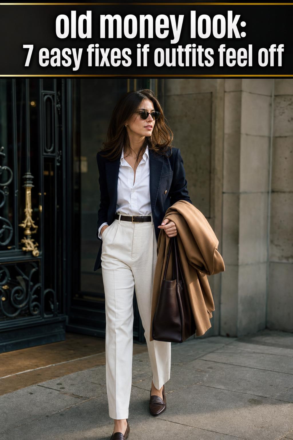 Elegant vintage fashion portrait showcasing an old money look with timeless tailoring and refined style