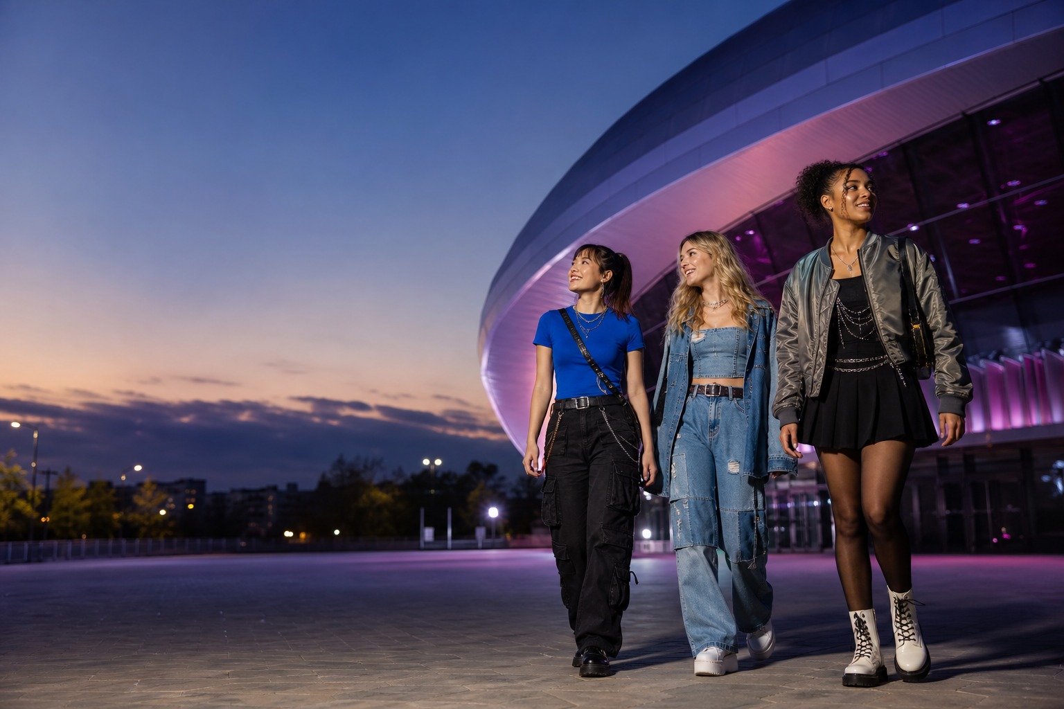 Kpop concert outfit ideas outside a concert arena