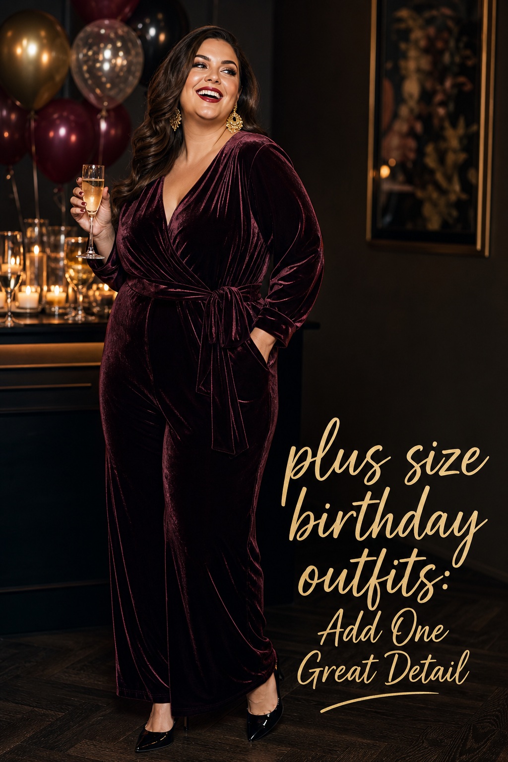 plus size birthday outfits velvet jumpsuit for a house party