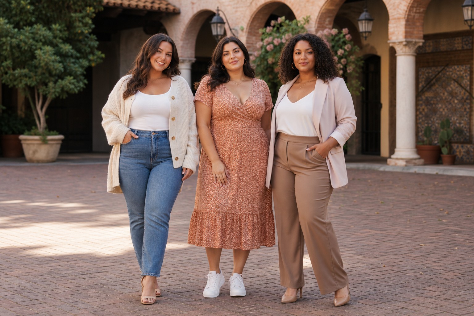 cute curvy outfits with three coordinated casual looks